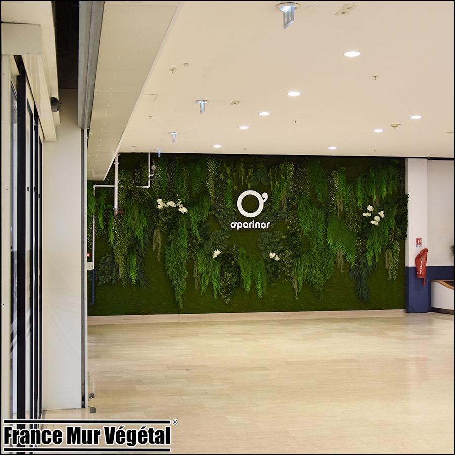 Mur végétal artificiel intérieur 24.75m² CCR O'Parinor Aulnay-sous-Bois 93