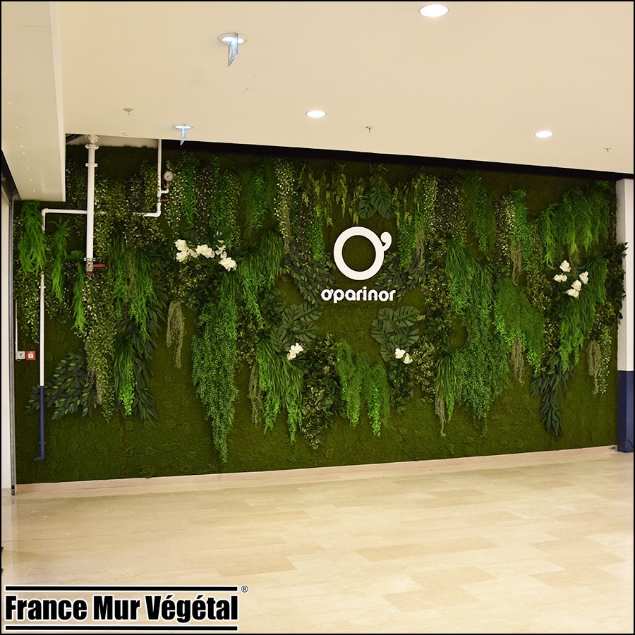 Mur végétal artificiel intérieur 24.75m² CCR O'Parinor Aulnay-sous-Bois 93