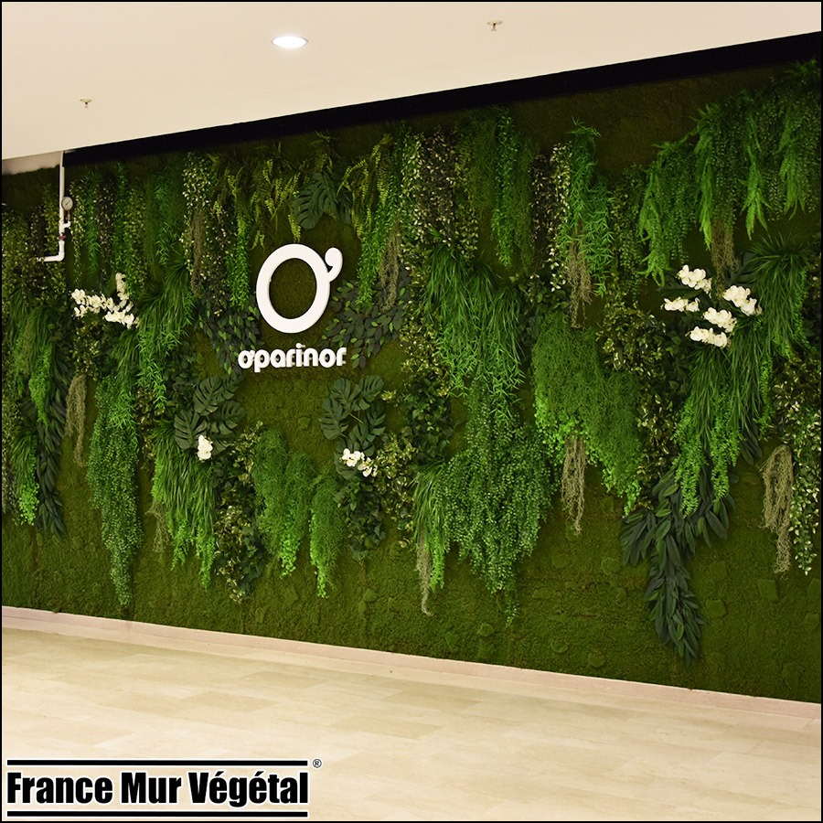 Mur végétal artificiel intérieur 24.75m² CCR O'Parinor Aulnay-sous-Bois 93