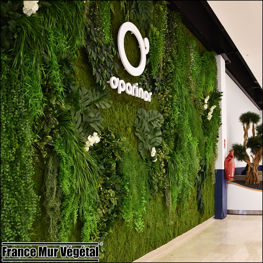 Mur végétal artificiel intérieur 24.75m² CCR O'Parinor Aulnay-sous-Bois 93